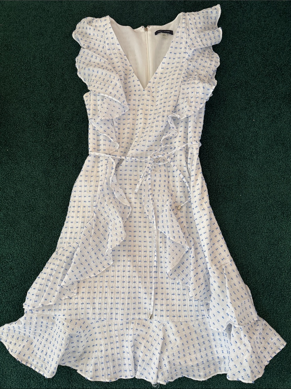 Tommy Hilfiger Blue & White Ruffle Dress